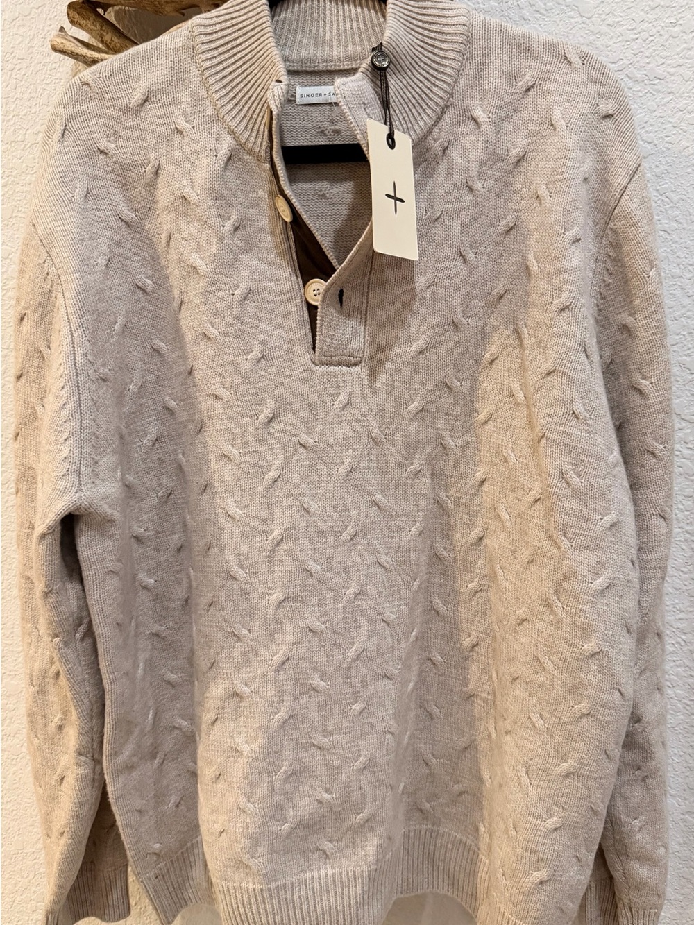 100% Merino Wool SINGER SARGENT men’s sz L Crewneck texture Sweater
